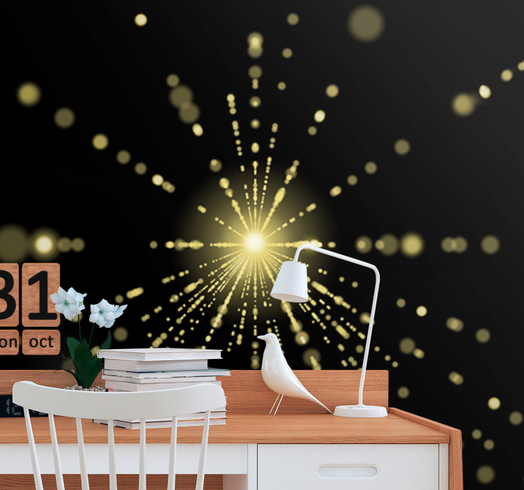 Mural abstracto explosión de luz radiante - TenVinilo