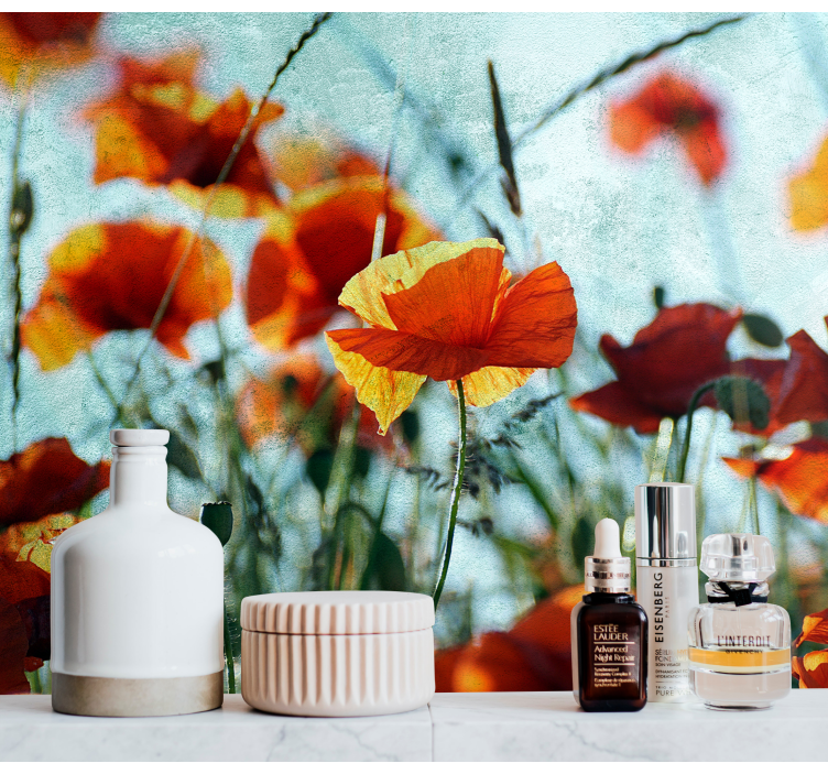 Mural amapolas flores de amapolas vivas - TenVinilo