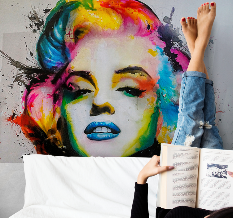 Papel pintado salón colorido de Marilyn Monroe - TenVinilo