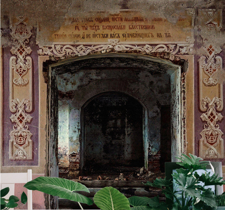 Mural ciudad arquitectura retro abandonada - TenVinilo