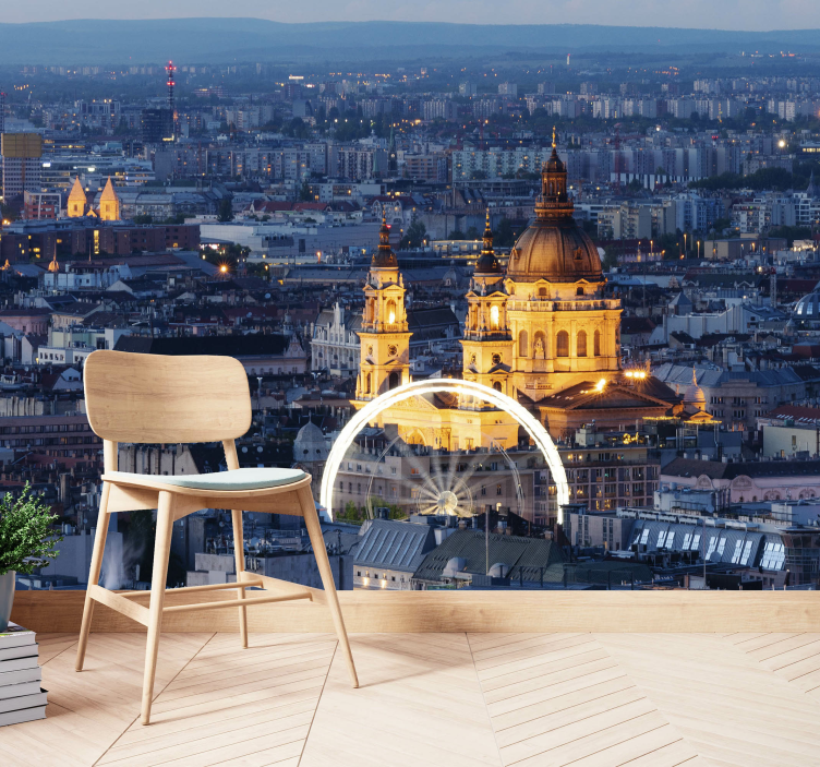 Mural ciudad paisaje nocturno histórico de budapest - TenVinilo