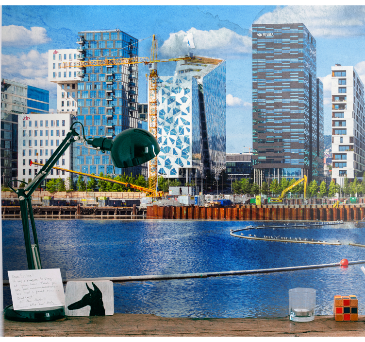 Mural ciudad paisaje urbano moderno - TenVinilo