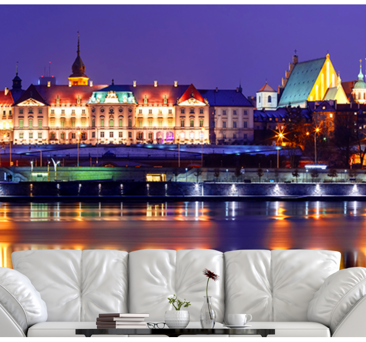 Mural ciudad reflexión del paisaje urbano histórico - TenVinilo