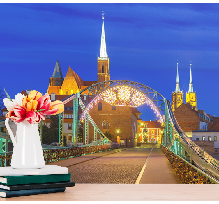 Mural ciudad vista del puente histórico - TenVinilo