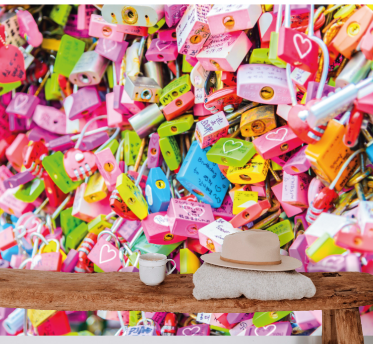 Mural de amor cerraduras de colores - TenVinilo