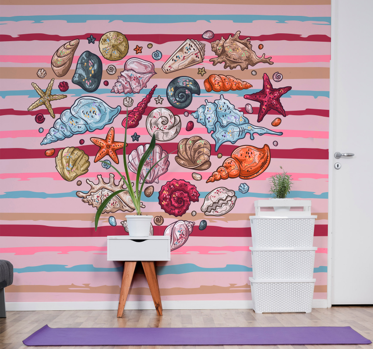 Mural de animales conchas de vida marina - TenVinilo