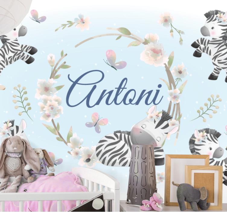 Mural de animales diseño de juego de cebra - TenVinilo