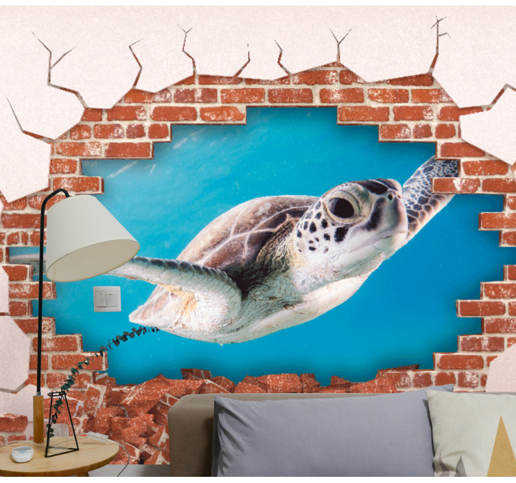 Mural de animales diseño de tortuga personalizable - TenVinilo