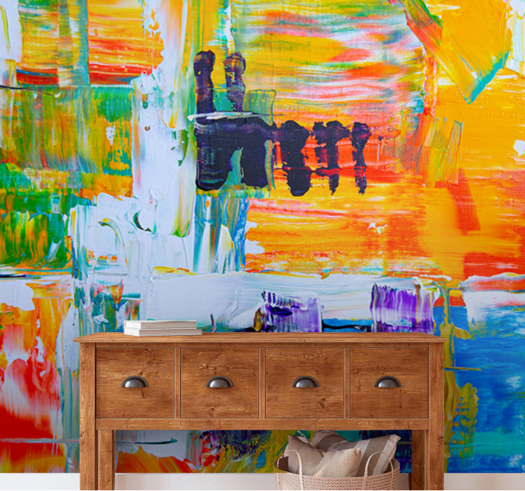 Mural de arte composición abstracta vibrante - TenVinilo