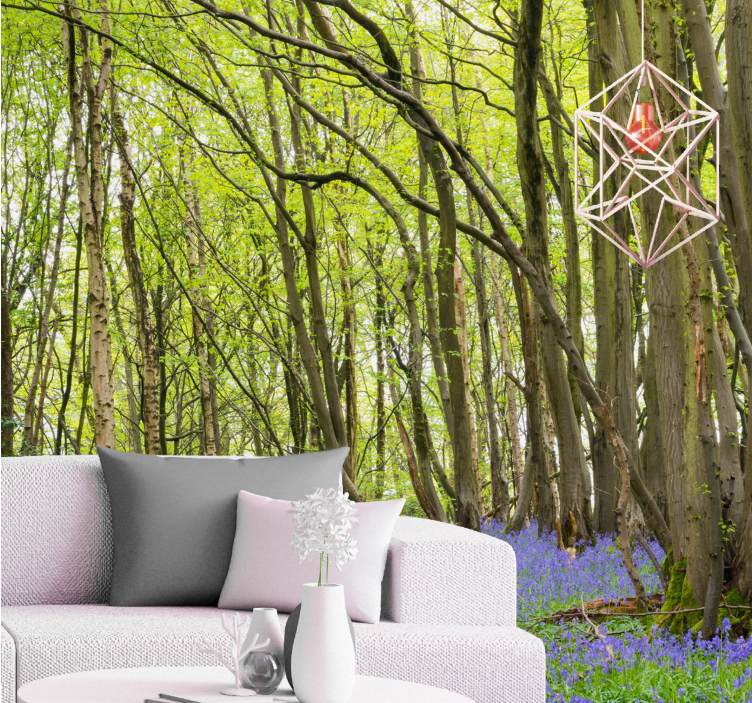 Mural de bosque Árboles verdes vibrantes - TenVinilo