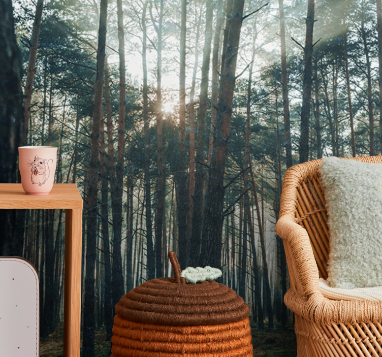 Mural de bosque bosque de pinos sereno - TenVinilo