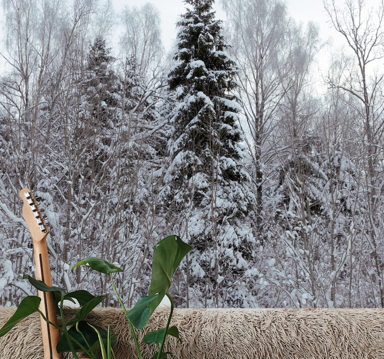 Mural de bosque escena de bosque invernal - TenVinilo
