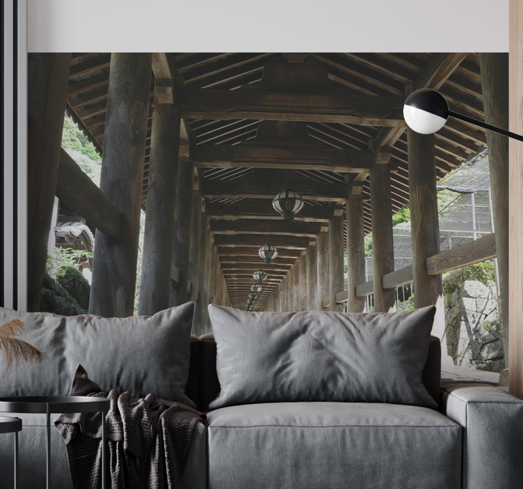 Mural de bosque vista del sendero de madera - TenVinilo