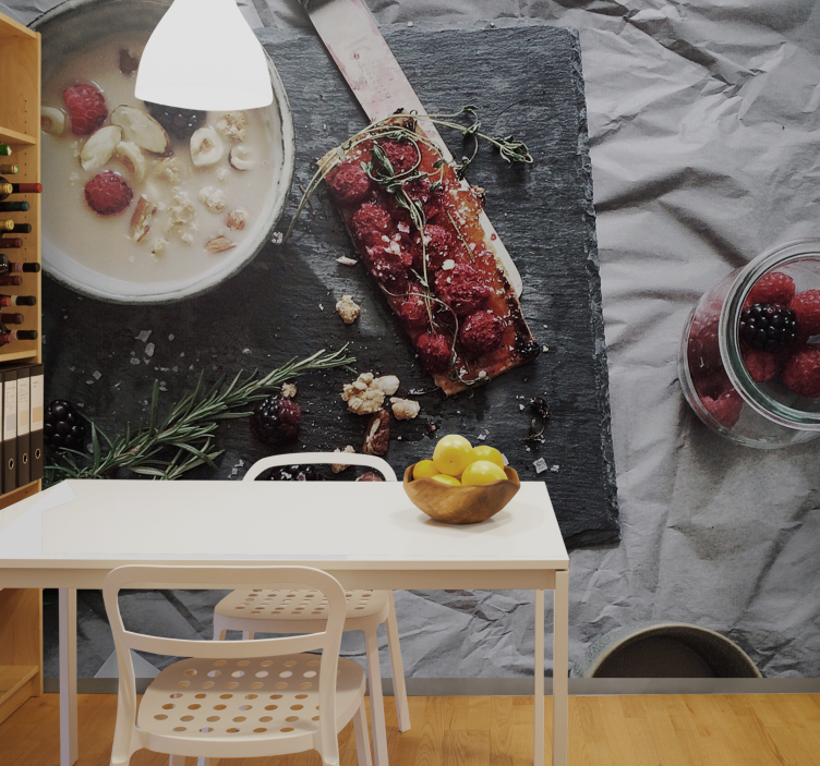 Mural de flores delicia de bayas frescas - TenVinilo