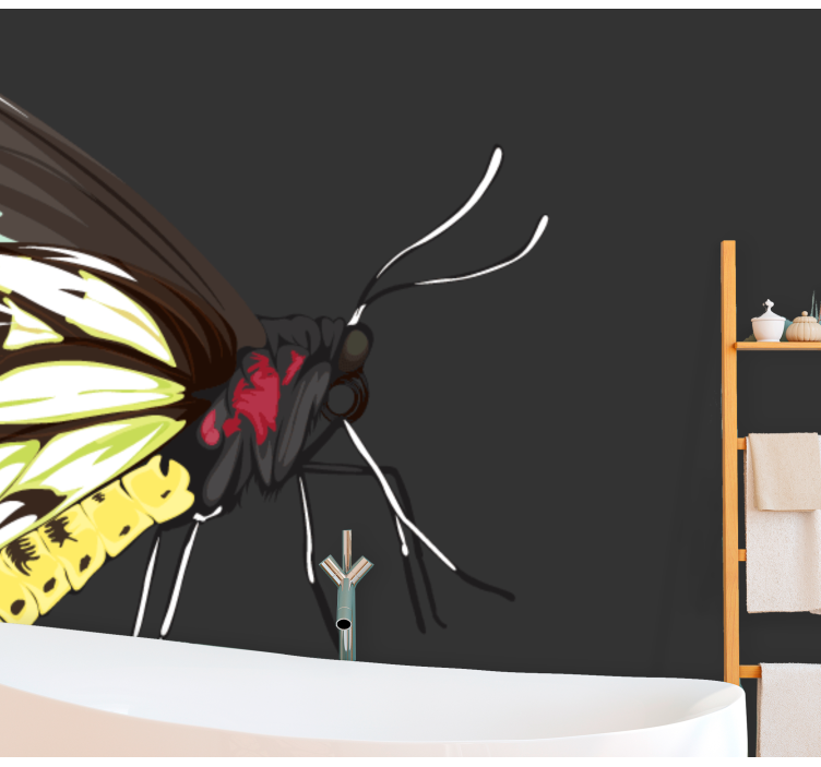 Mural de flores diseño de mariposa amarilla - TenVinilo