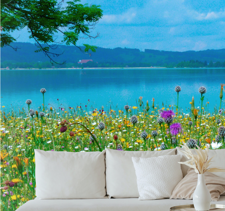 Mural de flores pradera frondosa - TenVinilo