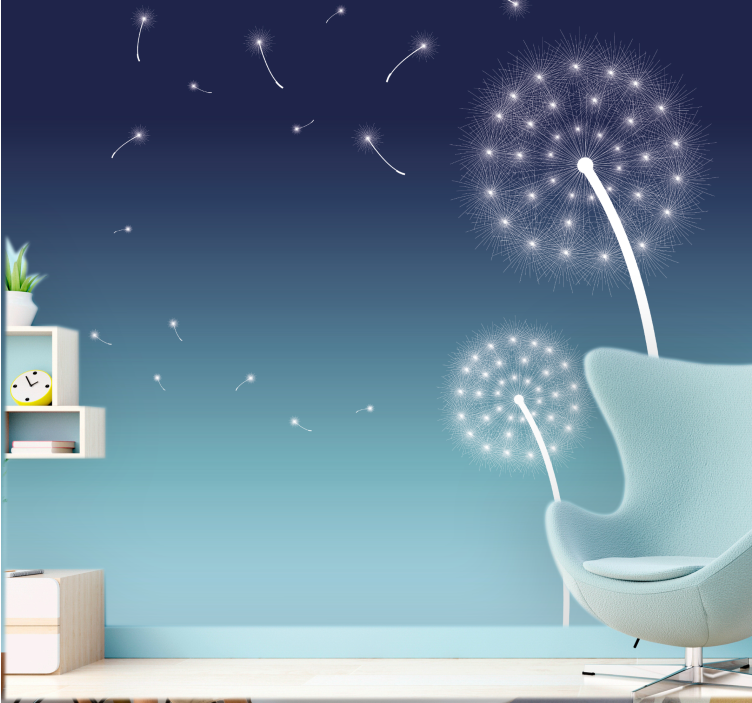 Mural de león brisa suave de diente de león - TenVinilo