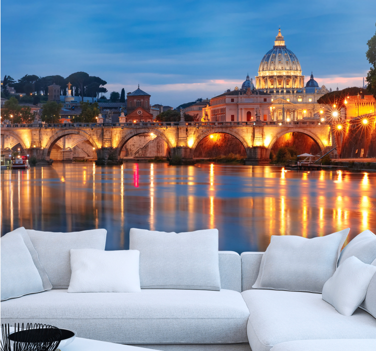 Mural de madrid basílica de san pedro al anochecer - TenVinilo