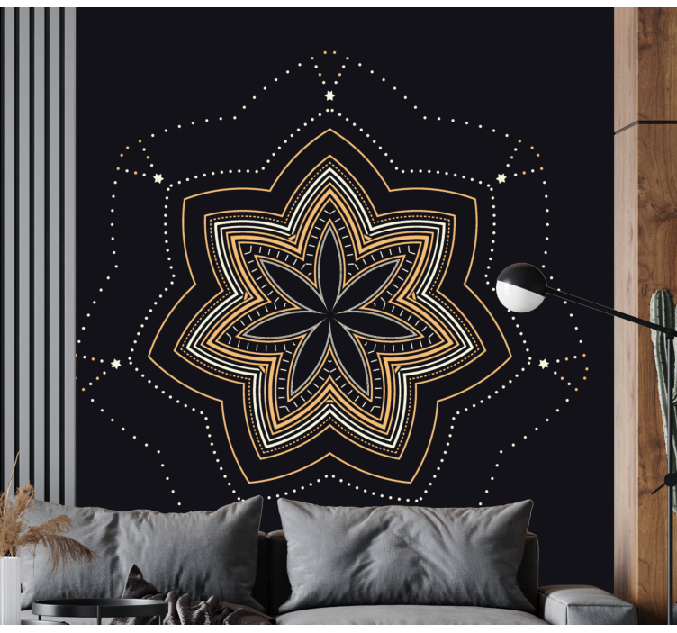 Mural de mandala patrón de estrella intrincado - TenVinilo