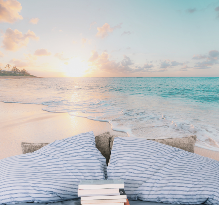 Mural de mar vibras de playa al atardecer - TenVinilo