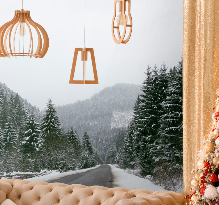 Mural de montañas paisaje de montañas heladas - TenVinilo