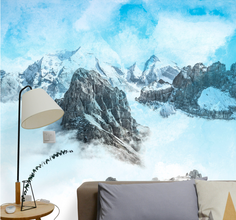Mural de montañas picos glaciares majestuosos - TenVinilo