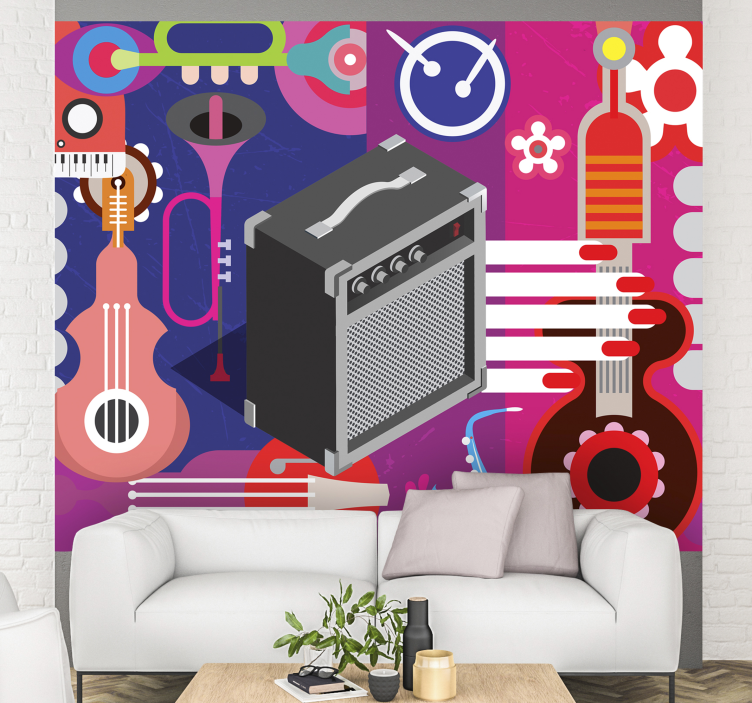 Mural de música amplificador e instrumentos - TenVinilo