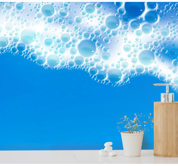 Mural de naturaleza diseño olas burbujas - TenVinilo