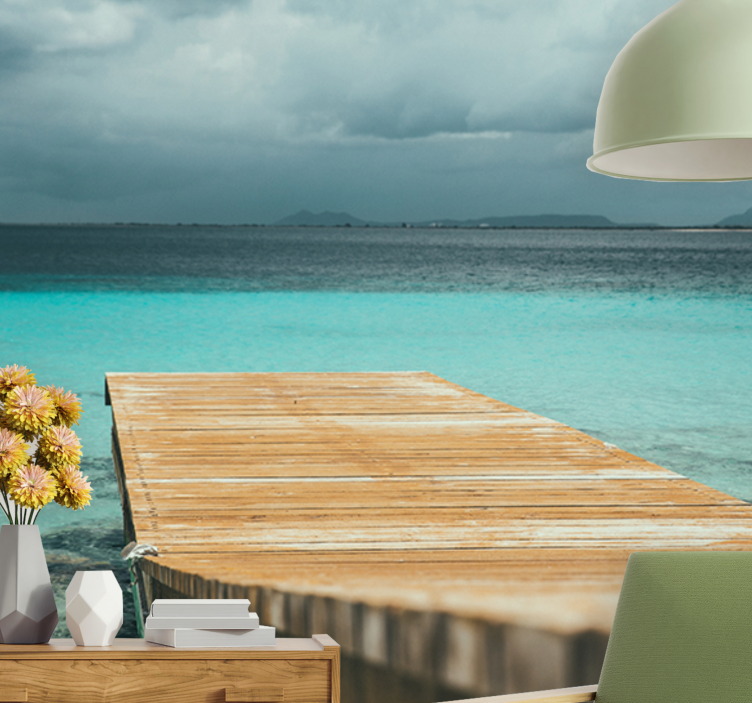 Mural de naturaleza muelle sereno junto al mar - TenVinilo