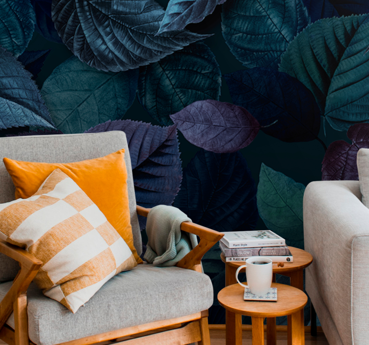 Mural de naturaleza patrones de hojas suaves - TenVinilo