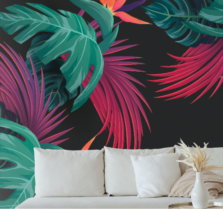 Mural de naturaleza racimo de hojas tropicales - TenVinilo
