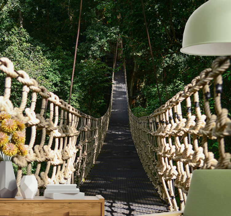 Mural de naturaleza sendero suspendido en el bosque - TenVinilo