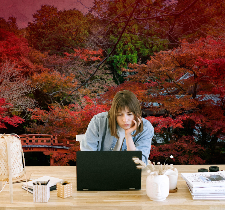 Mural de naturaleza serenidad otoñal - TenVinilo