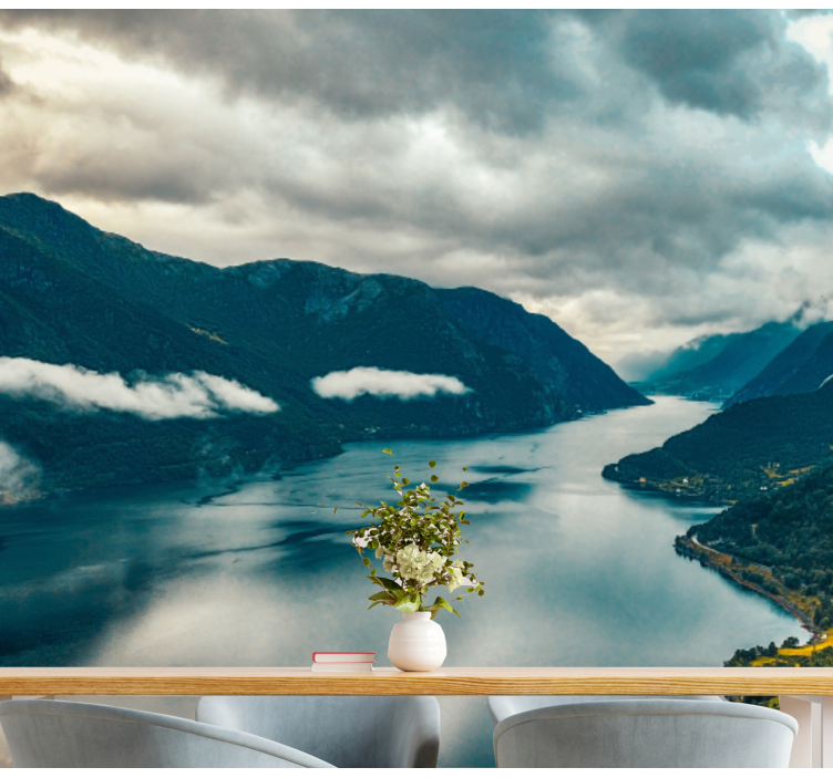 Mural de paisajes espejo del lago montañoso - TenVinilo