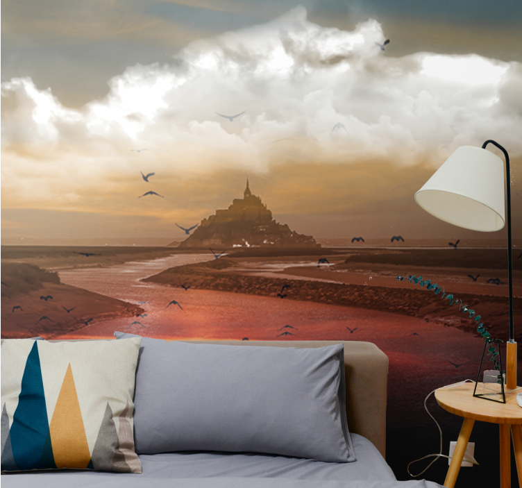 Mural de paisajes inspirado en mont saint michel - TenVinilo