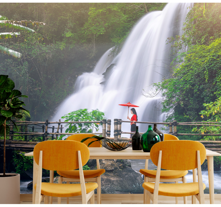 Mural de paisajes paisaje de cascada serena - TenVinilo