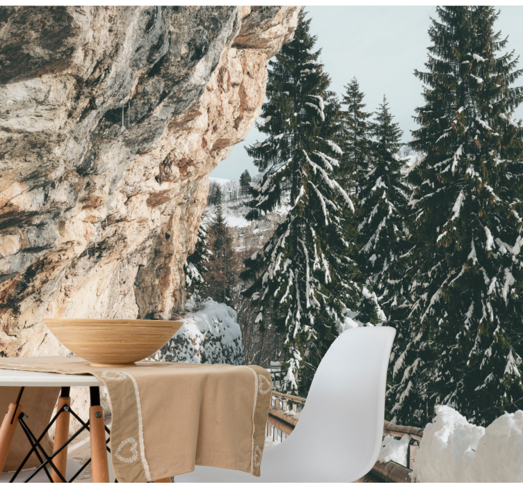 Mural de paisajes paisaje de pinos invernales - TenVinilo