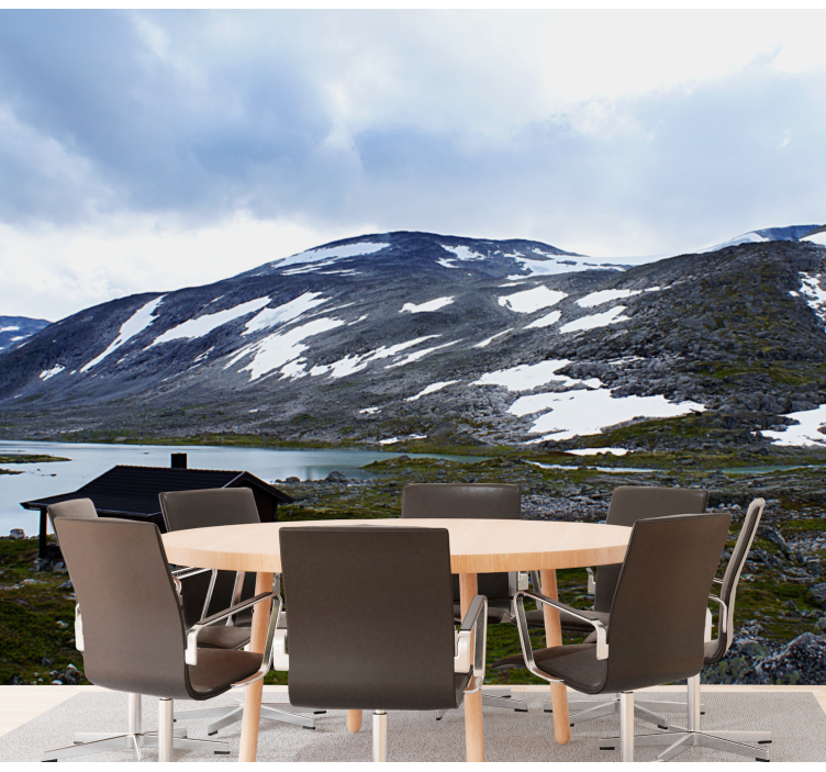 Mural de paisajes retiro en el lago de montaña - TenVinilo