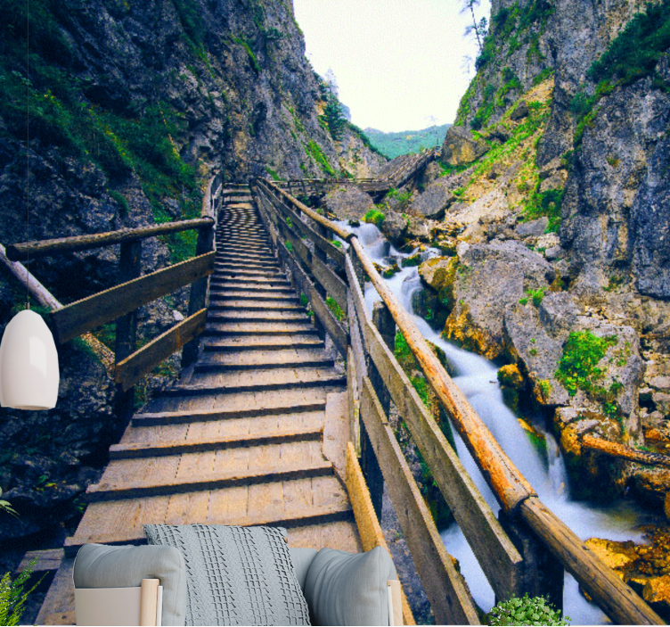 Mural de paisajes sendero de montaña escénico - TenVinilo