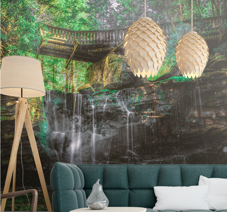 Mural de paisajes vista de cascada escénica - TenVinilo