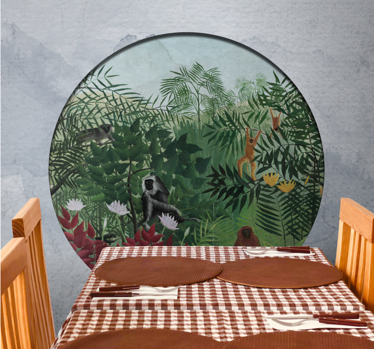 Mural de selva escena de jungla vibrante - TenVinilo