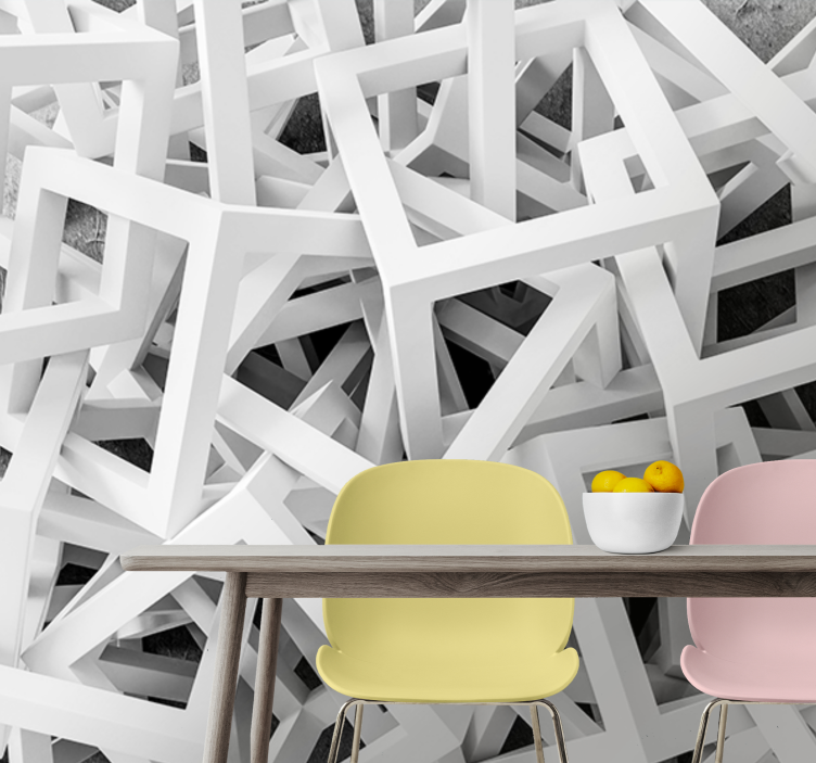 Mural de textura formas abstractas blancas - TenVinilo