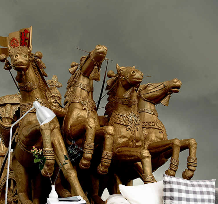 Mural de vehículos caballos de carro histórico - TenVinilo