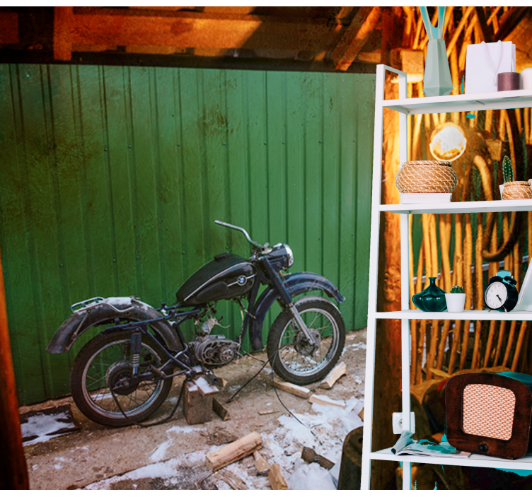 Mural de vehículos escena de motocicletas clásicas - TenVinilo