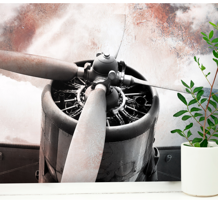 Mural de vehículos hélice de avión vintage - TenVinilo