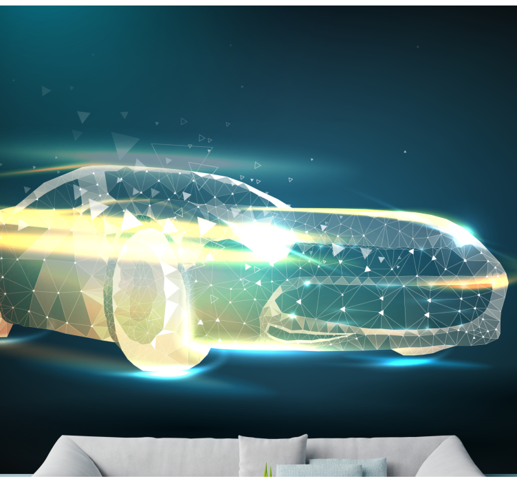 Mural de vehículos movimiento de coches geométrico - TenVinilo