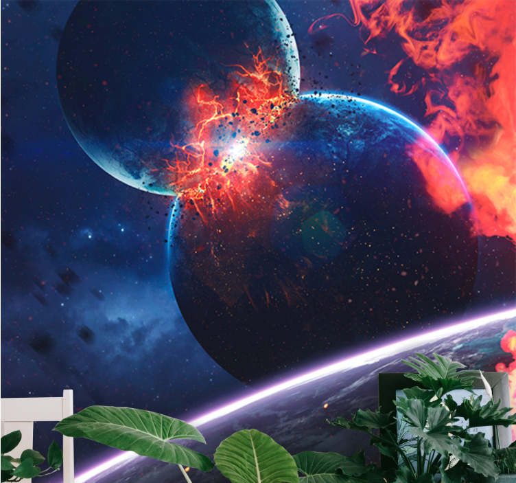 Mural del espacio colisión cósmica explosiva - TenVinilo