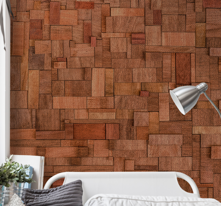 Mural efecto piedra tablones de madera texturizados - TenVinilo