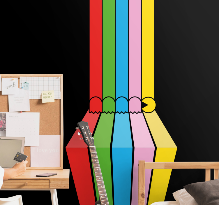 Mural graffiti trazos de lápiz coloridos - TenVinilo