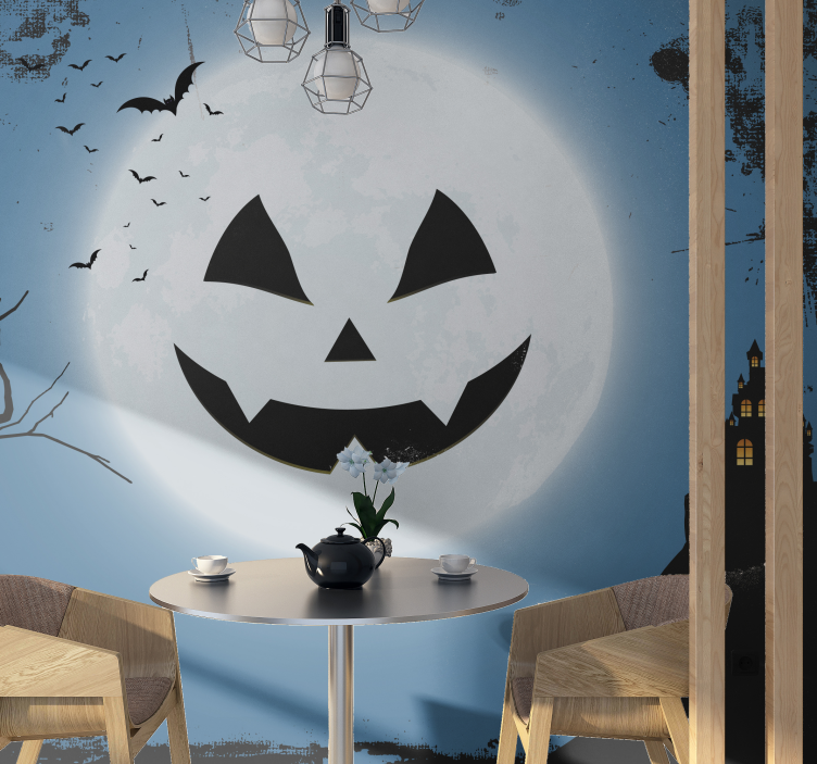 Mural Halloween sonrisa de calabaza espeluznante - TenVinilo